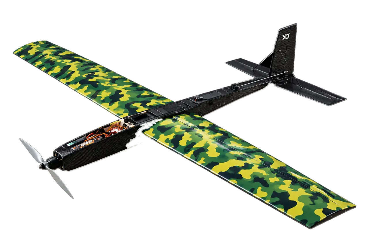 The XO11 2200 mm UAV seen from the front left
